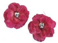 Hairy Scary Pink Glitter Rosie the Reaper Skull Hair Clip Set