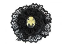 Hairy Scary Black w White Haunted Mansion Cameo Emily Dickens Hair Clip