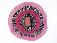 Hairy Scary Pink & Zebra w Pink Lady Skeleton Cameo Emily Dickens Hair Clip Pin