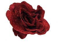 Hairy Scary Red Glitter Rose Traditional Flower Hair Clip