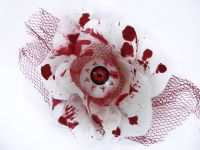 Hairy Scary White and Red Bloody 3D Red Eyeball w Red Netting Eyeleen Hair Clip