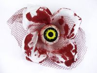 Hairy Scary White and Red Bloody 3D Yellow Eyeball w Red Netting Eyeleen Hair Clip