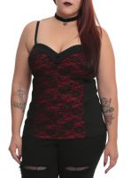 Tripp Plus Size Gothic Black and Red Lace Corset Top Tripp Plus Size Gothic Black and Red Lace Corset Top