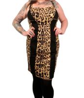 Tripp Plus Size Gothic Leopard and Black Print Insert Rockabilly Dress