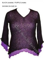 Dark Star Black w Purple Inside Long Sleeve Rayon Knit Gothic Top