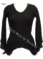 Dark Star Black Long Sleeve Rayon Knit Gothic Top