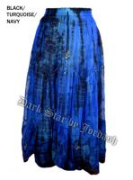 Dark Star Plus Size Long Black & Turquoise & Navy Lace Georgette Mesh Skirt