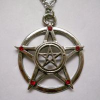Double Pentacle with Red Stones Necklace