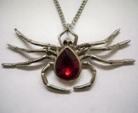 Sprawling Spider with Red Stone Body Necklace