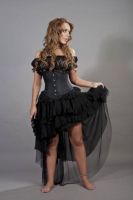Burleska Plus Size Ophelie Black Chiffon Gothic Hi Low Burlesque Skirt