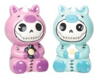 Unie Furrybones Pink and Blue Salt and Pepper Shakers