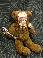 Brown Teddy Tiki Skeleton Skull Scare Bear