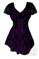 Plus Size Purple and Black Lace Sweetheart Corset Top