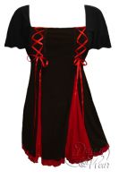 Plus Size Short Sleeve Gemini Princess Black & Red Gothic Corset Top