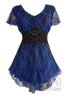 Plus Size Blue Violet Printed Lace Sweetheart Corset Top