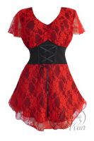 Plus Size Scarlet Printed Lace Sweetheart Corset Top