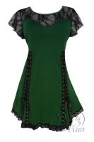Plus Size Gothic Green and Black Lace Roxanne Corset Top in Green Envy