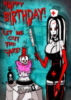 Happy Birthday Nurse Cake Toxic Toons Spooky Greeting Card