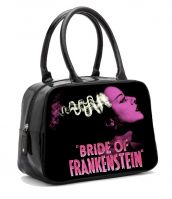 Black and Pink Universal Monsters Bride of Frankenstein Bowler Purse Handbag Black and Pink Universal Monsters Bride of Frankenstein Bowler Purse Handbag