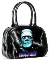 Black and Blue Universal Monsters Frankenstein Bowler Purse Handbag