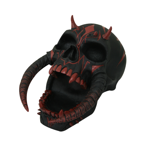 Red and Black Demon Horned Skull - Click Image to Close