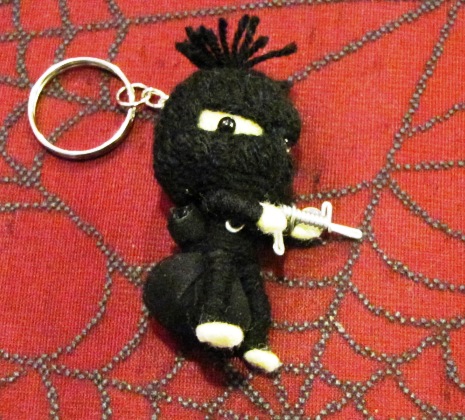 White Bank Robber with Loot Bag Ski Mask Voodoo Keychain