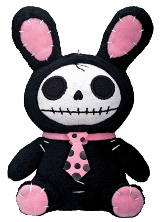 Small Black Bun Bun Furry Bones Skellies Plush Toy - Click Image to Close