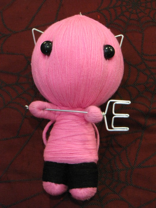 Pink Devil Cat Cutie w Pitchfork Large Voodoo Doll