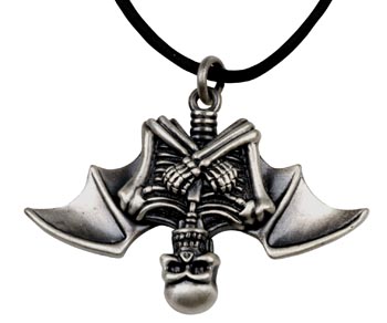 Skull Vampire Bat Pendant Necklace