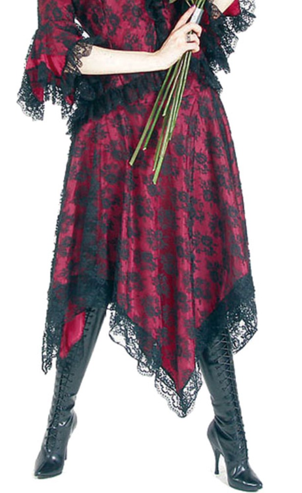 Eternal Love Wine Gothic Kerchief Skirt Taffeta Lace - Click Image to Close