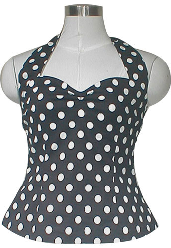 Plus-Size Rockabilly Polka-Dot Halter Top - Click Image to Close