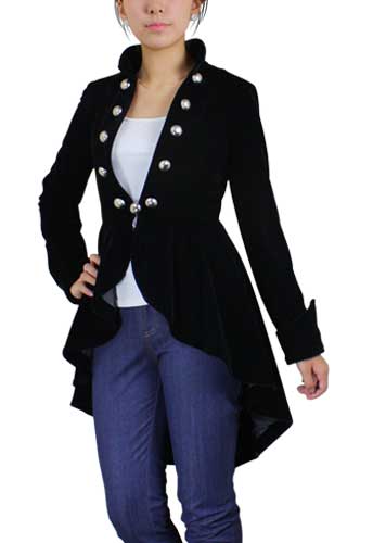 Plus Size Black Gothic Flocking Velvet Asymmetry Jacket