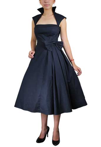 Plus Size Black Retro Rockabilly Swing Belted Pleat Dress - Click Image to Close