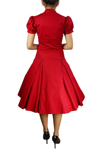 Plus Size Red Gothic Lace-up Ruffles Dress - Click Image to Close