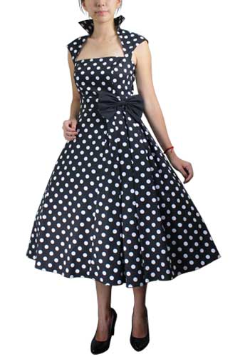 Plus Size Polka Dot Retro Rockabilly Swing Belted Pleat Dress