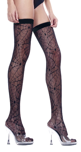 Plus Size Spider Web Thigh Highs - Click Image to Close