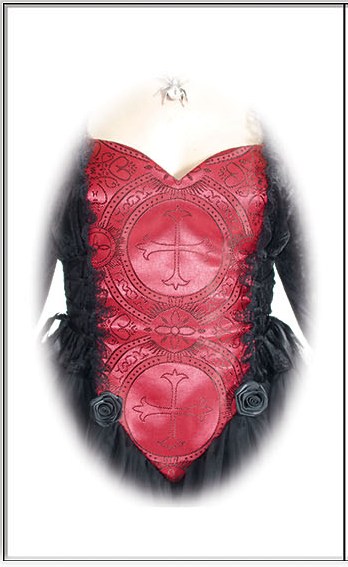 Eternal Love Scarlet Gothic Crucifix+ Roses Belle Dame - Click Image to Close