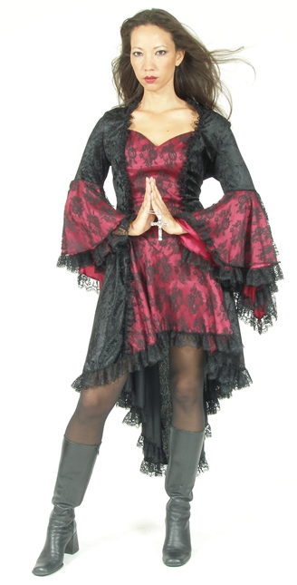 Eternal Love Plus Size Burgundy Wine Gothic Gwendolyn Dress Taffeta Lace