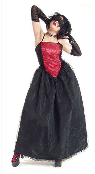 Eternal Love Scarlet Crucifix and Roses Party Dress - Click Image to Close