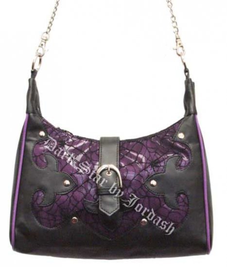 Dark Star Purple Gothic Cobweb Net/PVC Purse - Click Image to Close