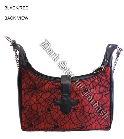 Dark Star Red Gothic Cobweb Net/PVC Purse - Click Image to Close