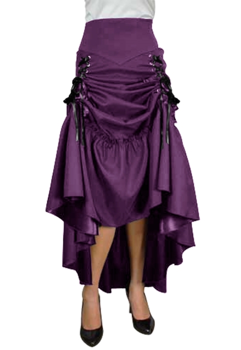 Plus Size Purple Gothic Three Way Lace Up Skirt