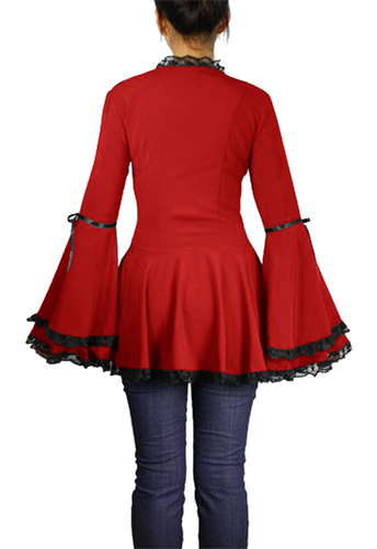 Plus Size Red Gothic Corset Ribbon Lace Top - Click Image to Close