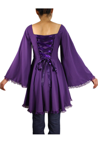 Plus Size Purple Gothic Bat Wing Flared Bustier Corset Top - Click Image to Close