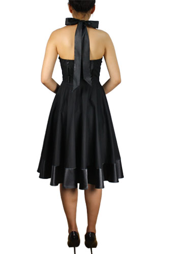 Plus Size Black Tie Back Rockabilly Gothic Swing Dress - Click Image to Close