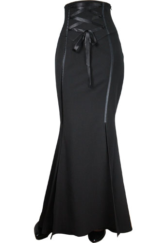 Plus Size Black Gothic Vampire Corset Waist Long Skirt 60560