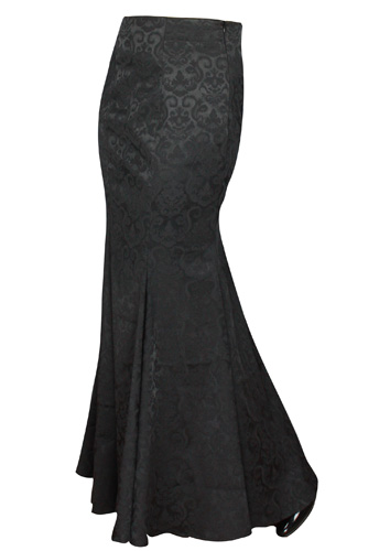 Plus Size Jacquard Gothic Long Black Corset Fishtail Skirt - Click Image to Close