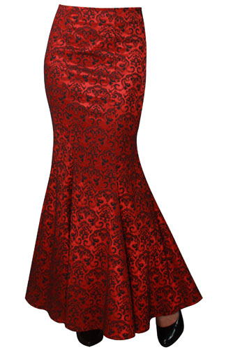 Plus Size Jacquard Gothic Long Red Corset Fishtail Skirt [60984] - $55. ...