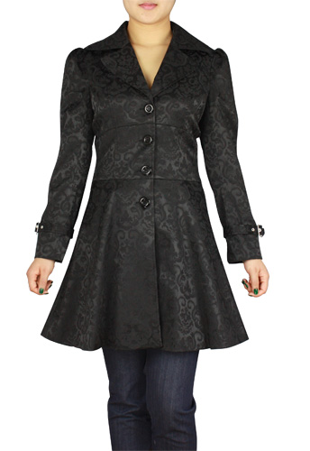 Plus Size Jacquard Gothic Black Lace Up Ruffled Jacket - Click Image to Close
