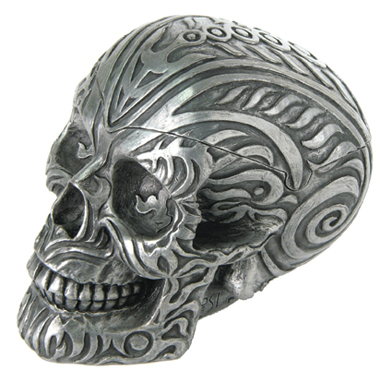 Maori Ram Skull Ashtray Silver Finish Tribal